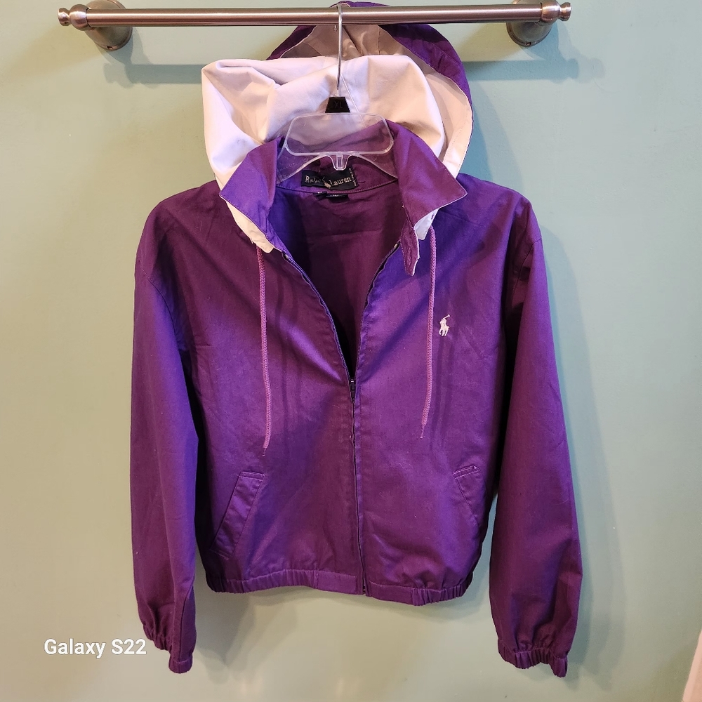 Ralph lauren size M lightweight zipper jacket with hood, purple